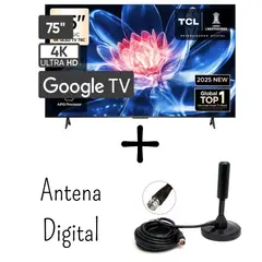 TCL - Televisor 75 Pulgadas QLED UHD 4K Google TV 75T6C + Antena Digital (Modelo 2025)