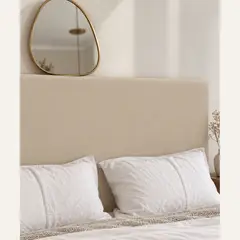 VENTITAS HOME - Cabecera 2 Plazas de Cuero Color Beige Eleonor