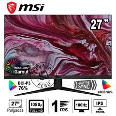 MSI - Monitor G2712F 27 IPS FHD 180Hz 1ms FreeSync HDR HDMI DP USB-C