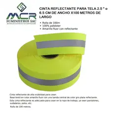 GENERICO - CINTA REFLECTANTE FOTOLUMINISCENTE PARA ROPA X100 METROS DE LARGO