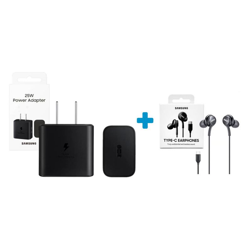 Audífonos AKG Tipo C + Adaptador 25W para A26 A36 A56 Negro