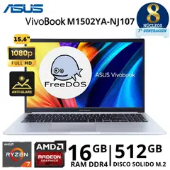 ASUS - Laptop VivoBook M1502YA-NJ107 AMD Ryzen 7 - 7730U, 15.6" FHD, Ram 16GB, SSD 512Gb, FreeDos