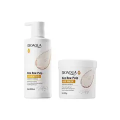 BIOAQUA - KIT DE ARROZ - SHAMPOO HAIR MASK DE ARROZ 500ML - + MASCARILLA CAPILAR HAIR MASK DE ARROZ 500ML -
