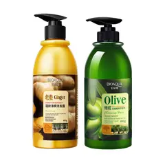 BIOAQUA - 2 SHAMPOO DE JENGIBRE 400ML + SHAMPOO DE OLIVO 400ML -