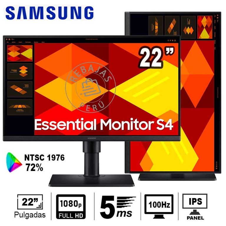 Monitor Essential S4 22 FHD IPS 100Hz HDMI DP VESA