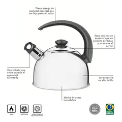 TRAMONTINA - TETERA CON SILBATO 2.1 LT