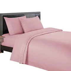 CASATEX - Sábanas Bordadas 100% Algodón 2Plz - Rosa