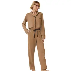 BLWOENS - Pijama de para mujeres - 2 piezas - Marrón