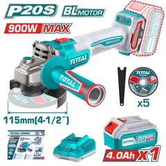TOTAL TOOLS - AMOLADORA ESMERIL INALÁMBRICA 20V 4½" INDUSTRIAL BRUSHLESS BAT 4 AH TOTAL TAGLI261521