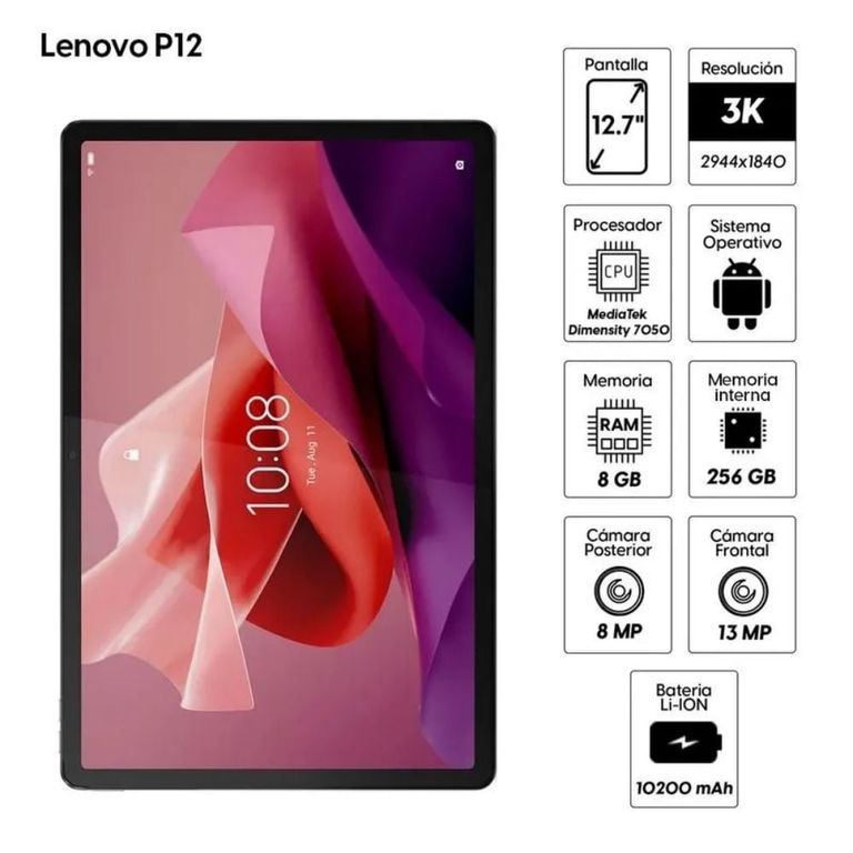 Tableta Tab P12 12,7 Pulg 256GB, 8GB RAM WiFi 6