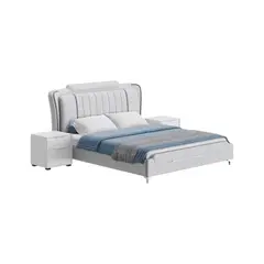 GENERICO - Cama Tapizada Carlotta - 2 Plz - Gris y Plata