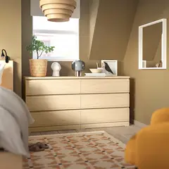 GENERICO - Comoda Melamina Roble 1.20m 6 Cajones