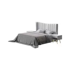 GENERICO - Cama Tapizada Eleonora - 2 Plz - Gris