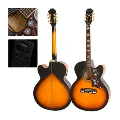 EPIPHONE - Guitarra Electroacústica - J-200EC Studio Acoustic Vintage Sunburst
