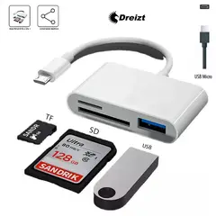 DREIZT - Lector De Tarjetas SD USB 3 En 1 Tipo Micro USB ADC210017