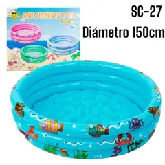 OEM - Piscina Circular Inflable 3 Anillos Base Acolchada 150cm