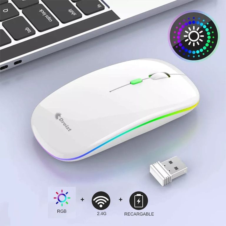 Mouse Inalámbrico Recargable LED RGB GR270025 Blanco
