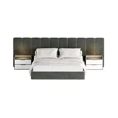 GENERICO - Cama Tapizada Palani - King Plz - Verde y Blanco