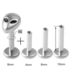 GENERICO - Piercing alien multiusos helix labret lóbulo tragus plateado