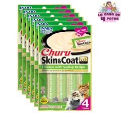 INABA - Churu cremoso Skin & Coat gatos POLLO CON VIEIRAS PACK 6