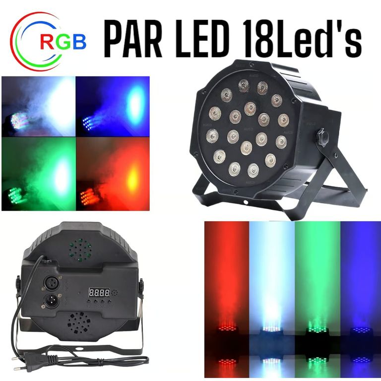 Par LED 18Leds de 3Watts de RGB AutoSound DMX520 Reflector Luces Color