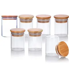 OEM - Frascos de Vidrio con Tapas de Bambú Set x 7