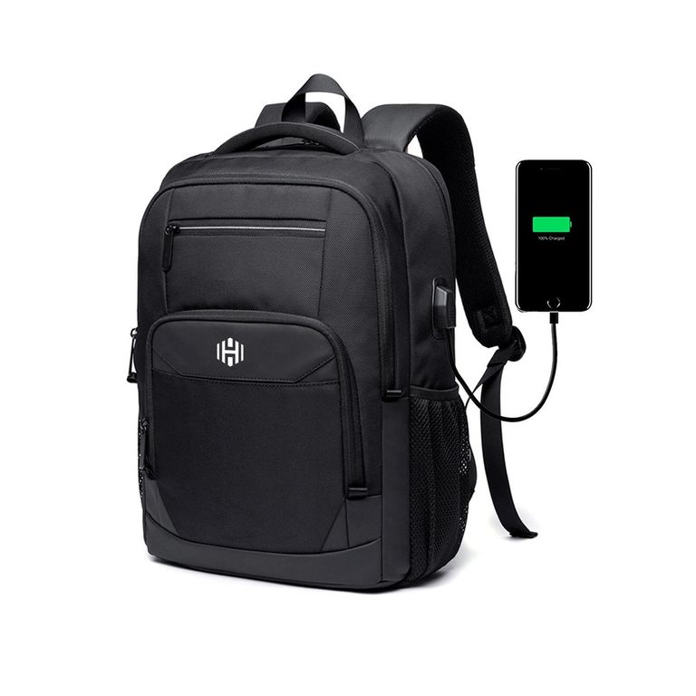 Mochila Laptop viaje Impermeable Antirrobo Hardley Nylon Balistico Con Usb LONDON