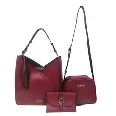 ARDILLA - Cartera de cuero PU, 3 piezas roja