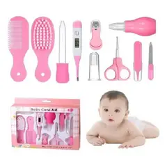 GENERICO - Set Baby Care Higiene para Bebes de 10 Piezas Rosado