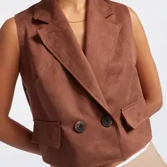 LUVARO - Chaleco corto suede Mujer