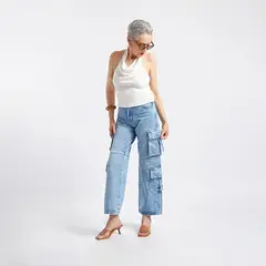 LUVARO - Pant Denim Cargo Mujer