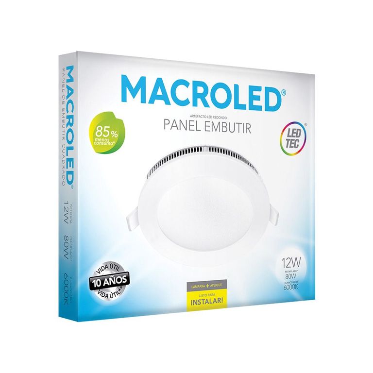 Downlight Redondo para Empotrar Luz Fria 12W 1080Lm