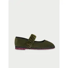 FLABELUS - Zapatos mafalda velvet olive Verde