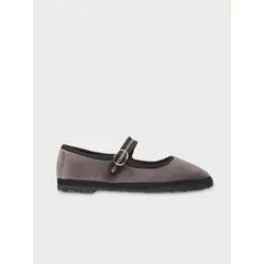 FLABELUS - Ballerinas Mary Jane Velvet brida Gris