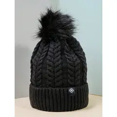 KAST PE - Beanie Whimsi Gorro negro con pompon para niña 6 - 10 años