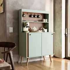 R&R MUEBLES - Aparador Moderno Amagi Verde y Marrón