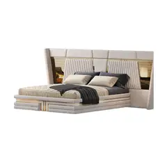 GENERICO - Cama moderna Hermes - Queen Plz - Beige