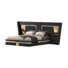 GENERICO - Cama Moderna Hermes - Queen Plz - Negro