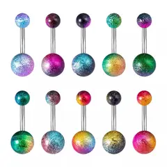 GENERICO - Set x 2 piercings para ombligo tornasol colores al azar