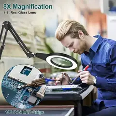 GENERICO - Brazo Plegable Lampara Led para Escritorio Lupa 10x