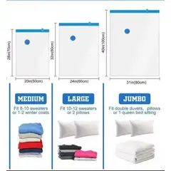 GENERICO - SET DE 5 BOLSAS AL VACIO + SUCCIONADOR
