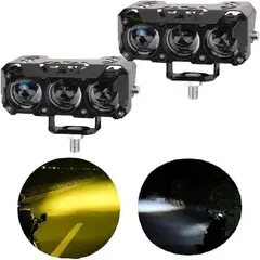 GENERICO - Faros Led Neblineros 3 Lupa Ultra Potente Luz Doble Color