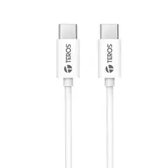 TEROS - Cable USB TE-70209W Tipo C a Tipo C 3A 60W Máx blanco