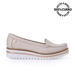 VIALE - Zapato Mocasín Casual AVE-2313 Vainilla Cuero