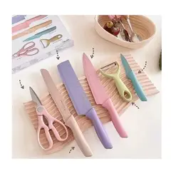 GENERICO - SET DE CUCHILLOS 6 PIEZAS COLOR PASTEL