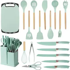 GENERICO - SET DE CUCHARONES CUCHILLOS & TABLA DE PICAR