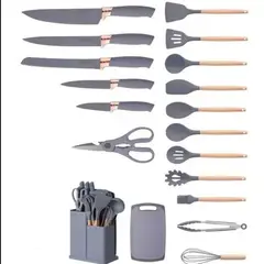 GENERICO - SET DE CUCHARONES CUCHILLOS & TABLA DE PICAR