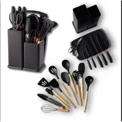 GENERICO - SET DE CUCHARONES CUCHILLOS & TABLA DE PICAR