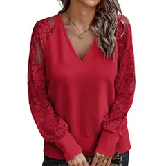 BLWOENS - Polera de manga larga para mujers - Rojo