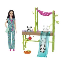 BARBIE - Muñeca Set Cuidadora de Pandas
